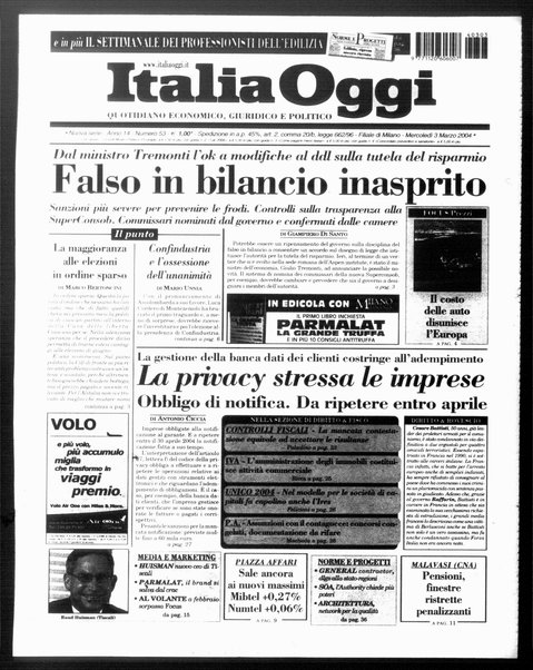 Italia oggi : quotidiano di economia finanza e politica